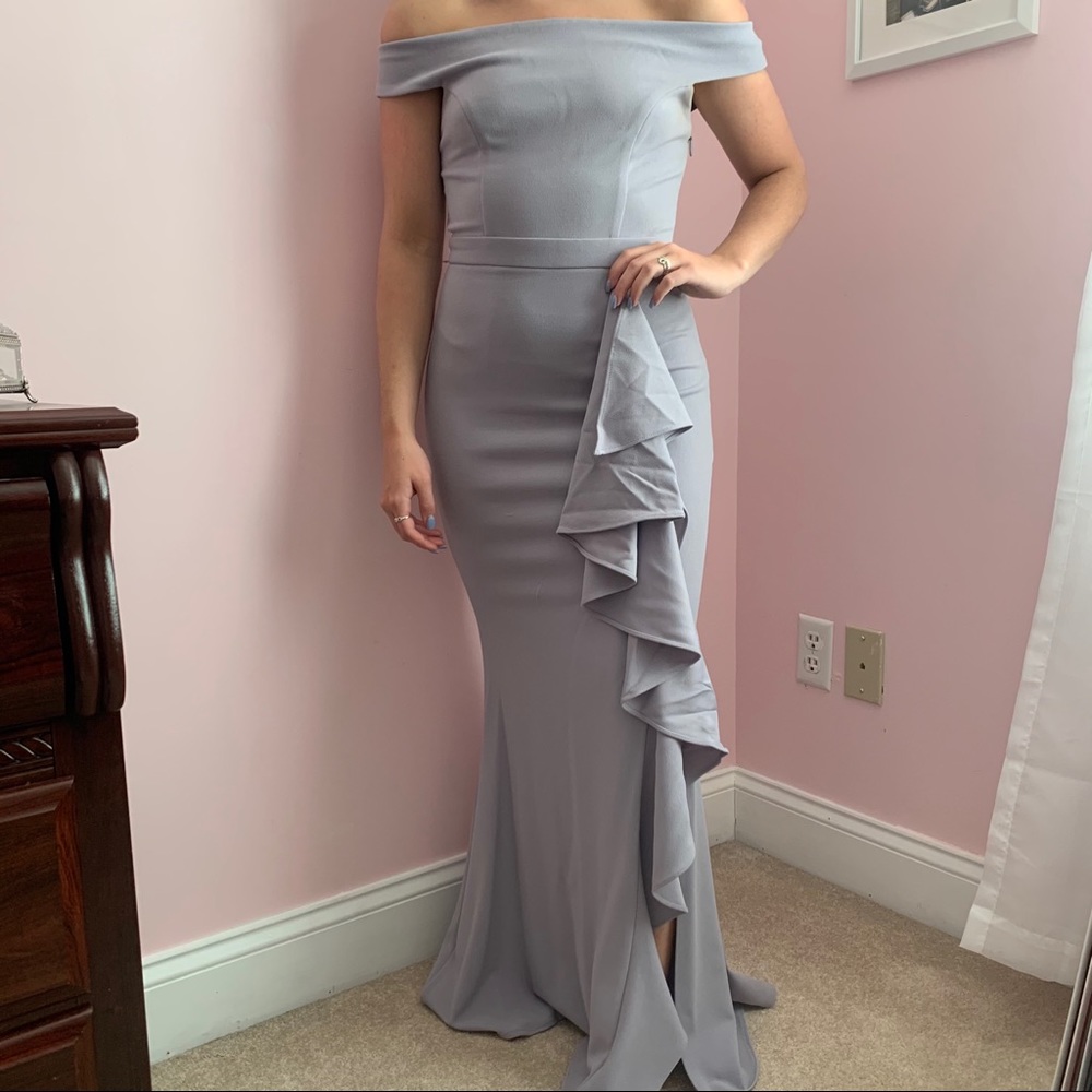 COPY - Lulu’s Gray Off the Shoulder Gown